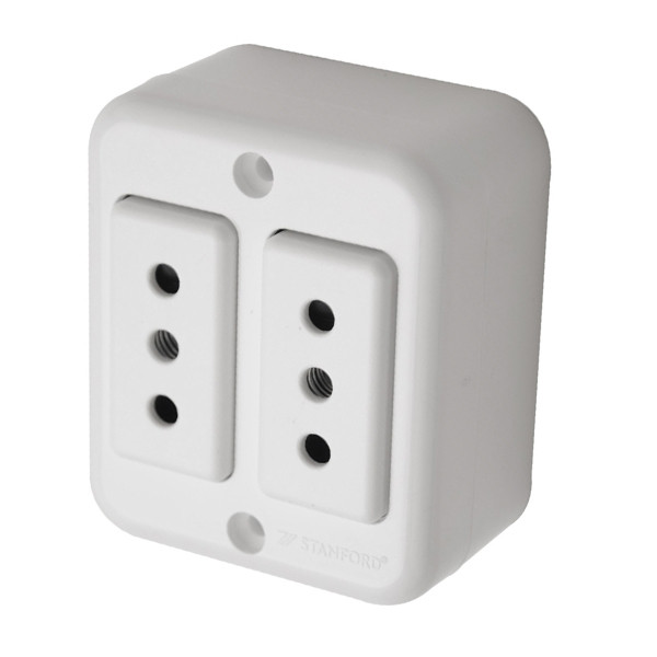 Casquete sobrepuesto Doble 10A 250V Blanco